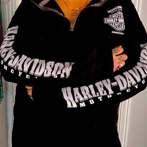 Oversized half sip Harley Davidson hoodie